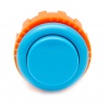Blue Sanwa button, 24 mm screw, front view.