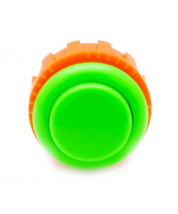 Green Sanwa button, 24 mm screw, front view.