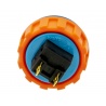 Blue Sanwa button, 24 mm screw, rear view.