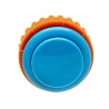 Blue Sanwa button, 30 mm screw, front view.