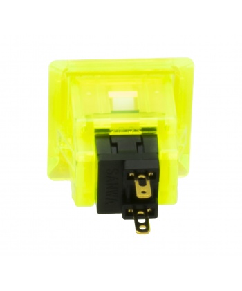 Sanwa square yellow translucent button, 24 mm, rear view.