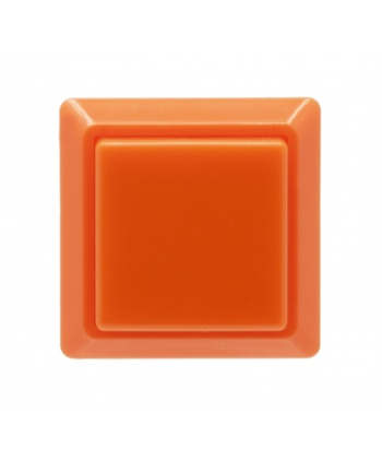 Sanwa square orange button, 24 mm, face view.