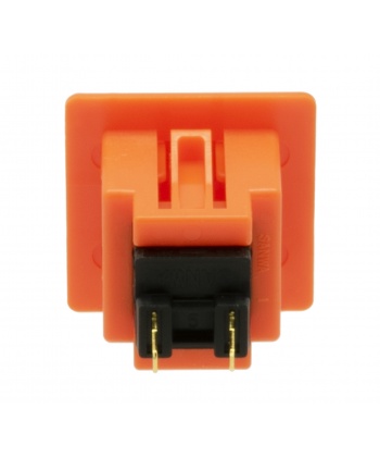 Sanwa square orange button, 24 mm, back view.