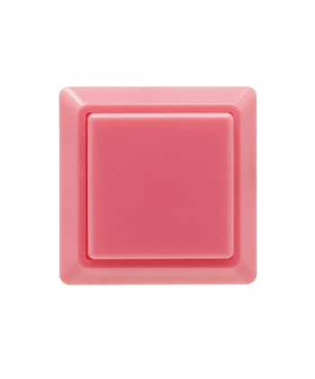 Bouton Sanwa carré rose, 24 mm, vue de face.