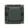 Sanwa square transparent button, black, 24 mm, front view.