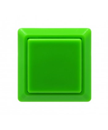 Bouton Sanwa carré vert, 24 mm, vue de face.