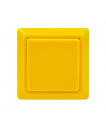 Bouton Sanwa carré jaune, 24 mm, vue de face.