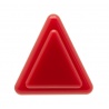 Sanwa triangle red button, 24 mm, face view.