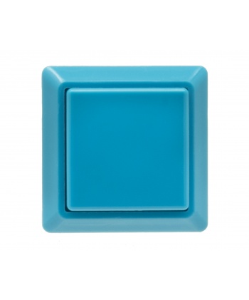 Sanwa square blue button, 24 mm, face view.