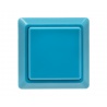 Bouton Sanwa carré bleu, 24 mm, vue de face.