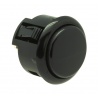 Sanwa 30 mm button. Black color, 3/4 view.