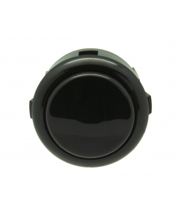 Sanwa 30 mm button. Black color, front view.