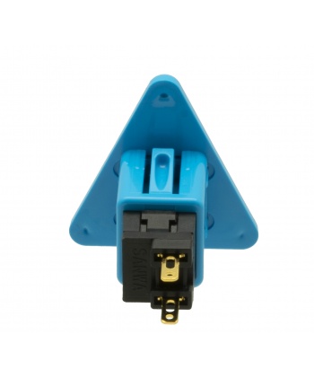 Sanwa triangle blue button, 24 mm, back view.