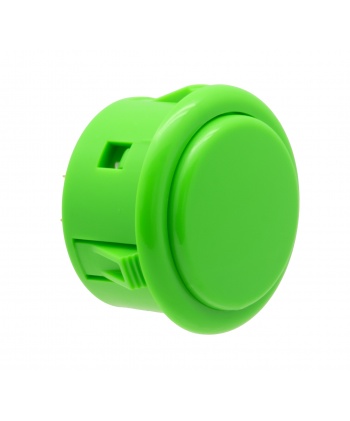 Sanwa large green button, 40 mm, 3/4 view.
