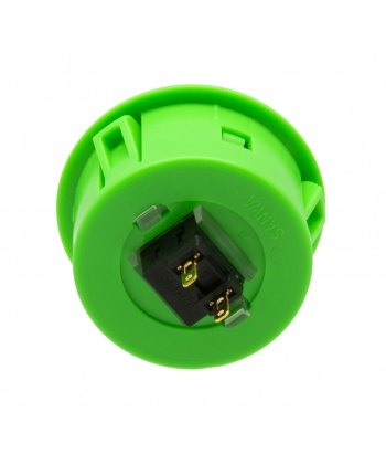 Sanwa large green button, 40 mm, rear view.