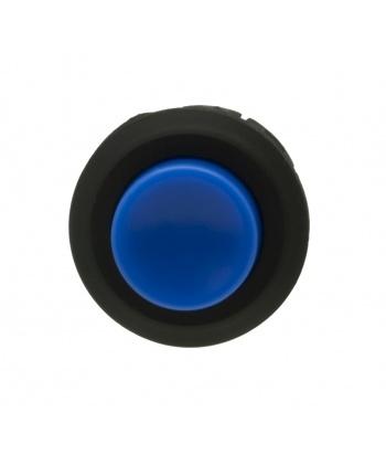 Bouton Sanwa 20 mm à clip couleur bleue. Vue de face.