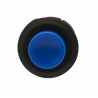 Sanwa 20 mm button with clip, blue color. face view.