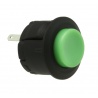 Sanwa 20 mm button with clip, green color. 3/4 view.