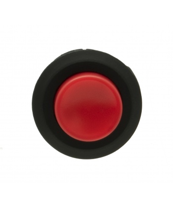 Sanwa 20 mm button with clip, red color. Face view.