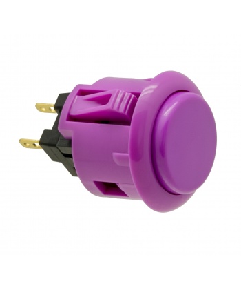 Sanwa purple button, 24 mm, clip, 3/4 View.