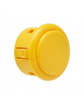 Grand bouton jaune Sanwa, 40 mm, vue de 3/4.