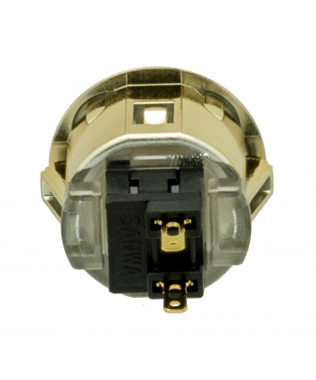 Sanwa metal button OBSJ-24, gold color. Rear view.