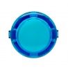 Unbranded blue button 30 mm Translucent, front view.