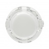Sanwa 30mm button. Translucent white, front view.