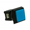 Blue Sanwa luminous square button with click. 3/4 view.