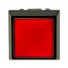 Bouton carré rouge lumineux Sanwa à clic. Vue de face.