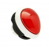 Bouton Sanwa en forme d’œuf blanc et rouge. Vue de 3/4.