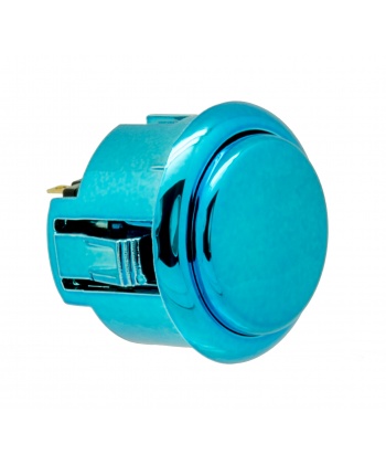 Generic blue metal button - 30mm. 3/4 view.