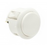 Sanwa white silent button, 30mm clip on, 3/4 view.