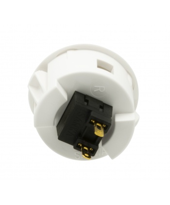 Sanwa white silent button, 30mm clip on, rear view.