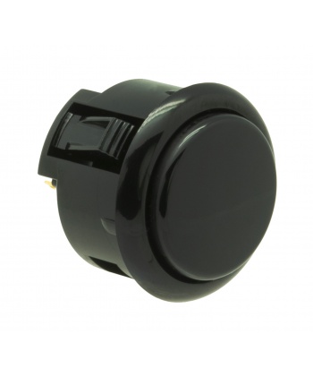Sanwa black silent button, 30mm clip on, 3/4 view.