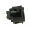 Sanwa black silent button, 30mm clip on, side view.