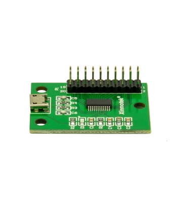 Xinmotek 1 player board without cables. Side view.