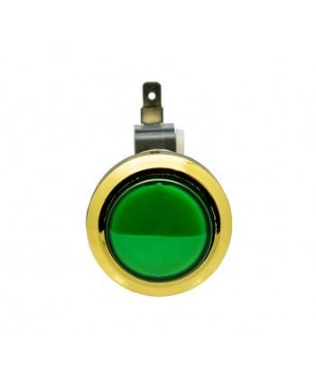 Golden green button. Front view.