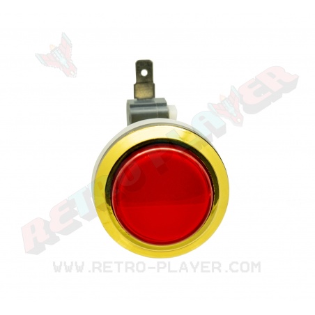 Golden red button. Front view.