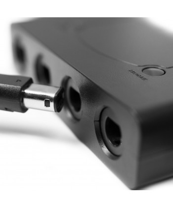 Nintendo GameCube adapter, close view with connection.