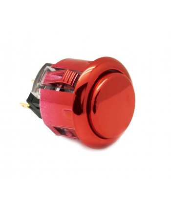 Sanwa metal button OBSJ-24, Red color. 3/4 view.