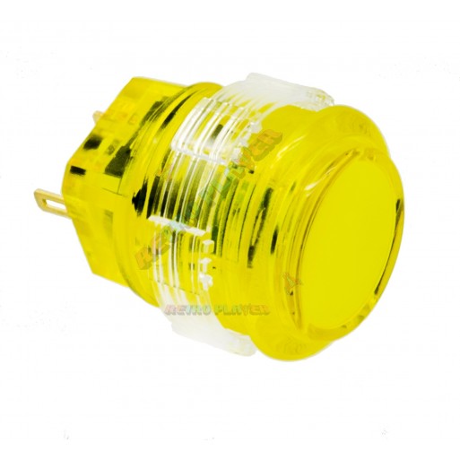 Yellow Crown Samducksa button, 24 mm, translucent, 3/4 view.