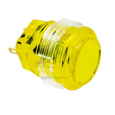 Yellow Crown Samducksa button, 24 mm, translucent, 3/4 view.