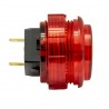 Red translucent Crown Button 30 mm, side view.