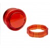 Red translucent Crown Button 30 mm, full view.