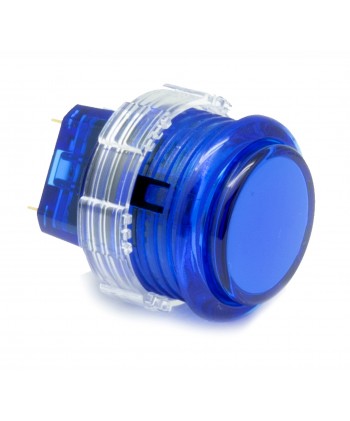 Blue Crown Samducksa button, 24 mm, translucent, 3/4 view.
