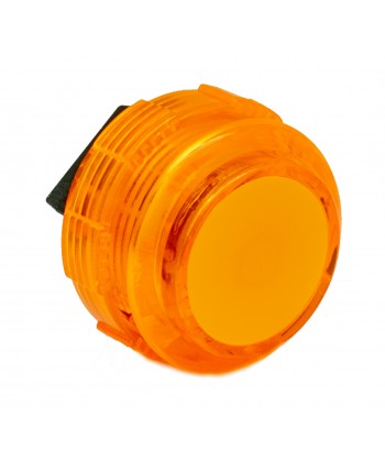 Orange Crown Samducksa button, 30 mm, translucent, 3/4 view.