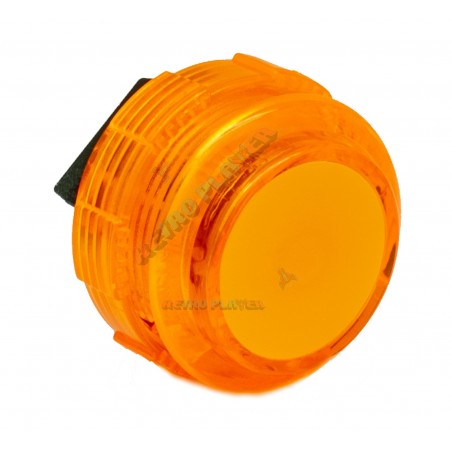 Bouton Crown Samducksa orange 30 mm, transparent, vue de 3/4.