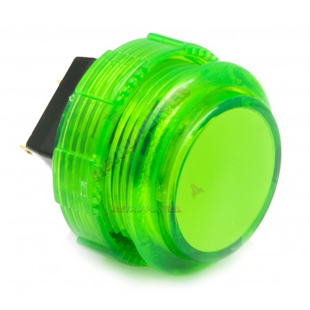 Crown 30mm button. Translucent Green, 3/4 view.