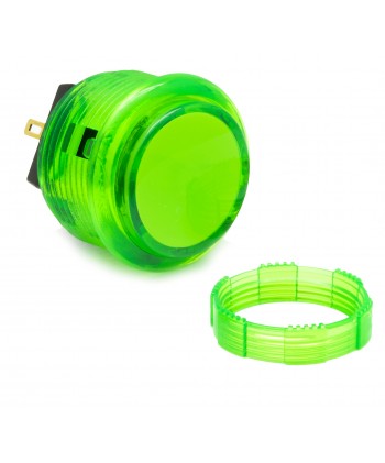Crown 30mm button. Translucent Green, Full view.
